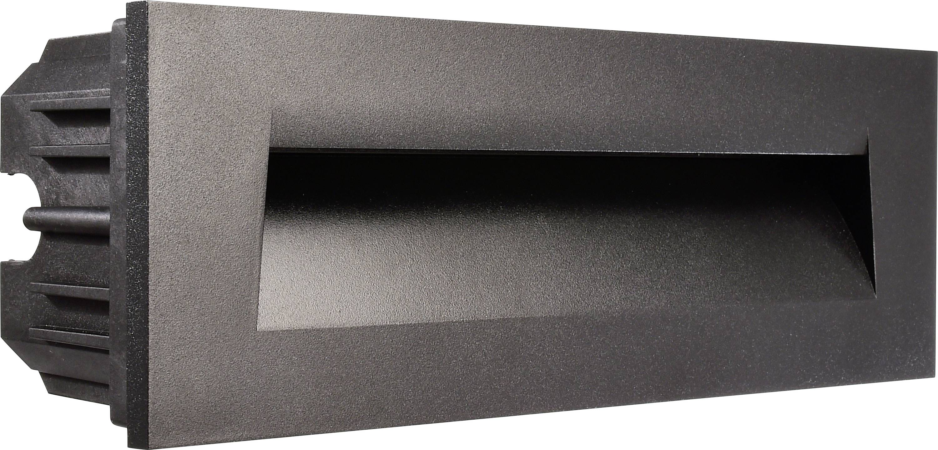 Ein rechteckiger schwarzer Lüftungsschlitz, der in eine Wand oder Vorrichtung eingebaut werden kann.