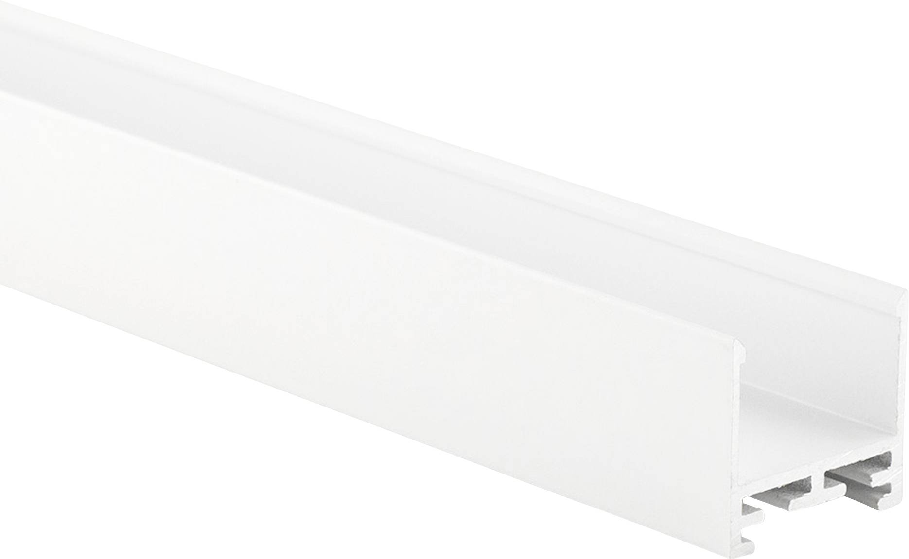 Ein weißer, rechteckiger Kabelkanal aus Kunststoff, geöffnet, zur professionellen und ordentlichen Verlegung elektrischer Leitungen.