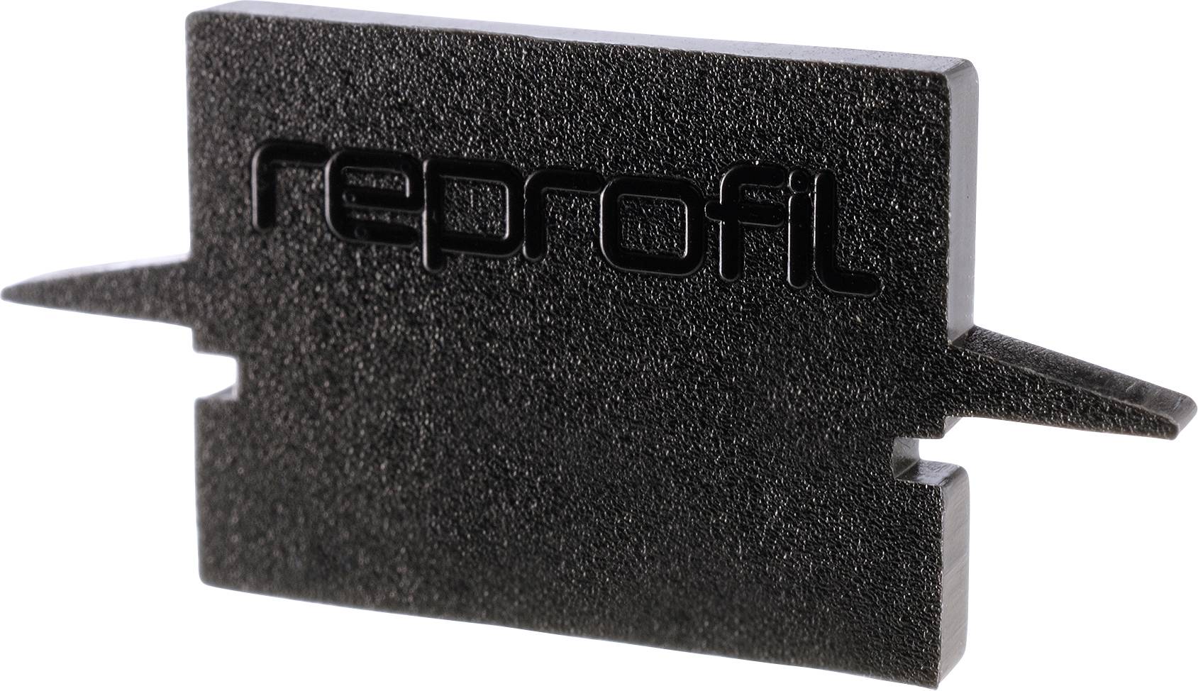 Schwarzes Kunststoffteil mit dem Schriftzug 'reprofil' darauf.