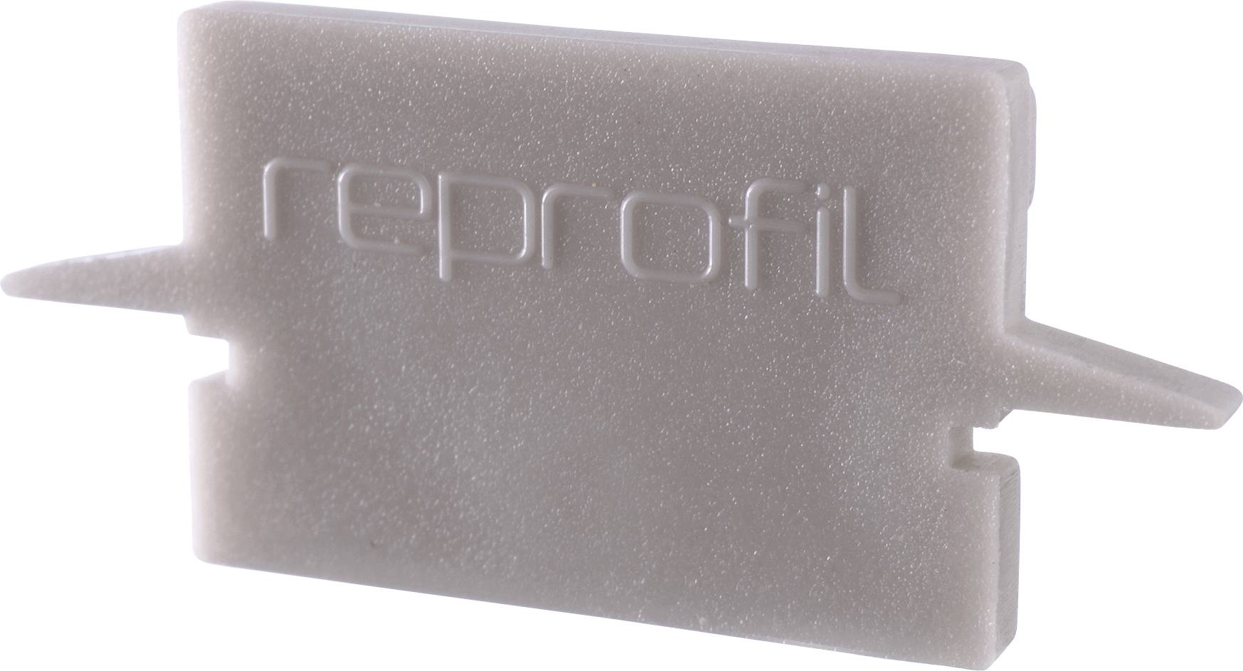 Ein graues, rechteckiges Kunststoffteil mit dem eingeprägten Wort 'reprofil'.