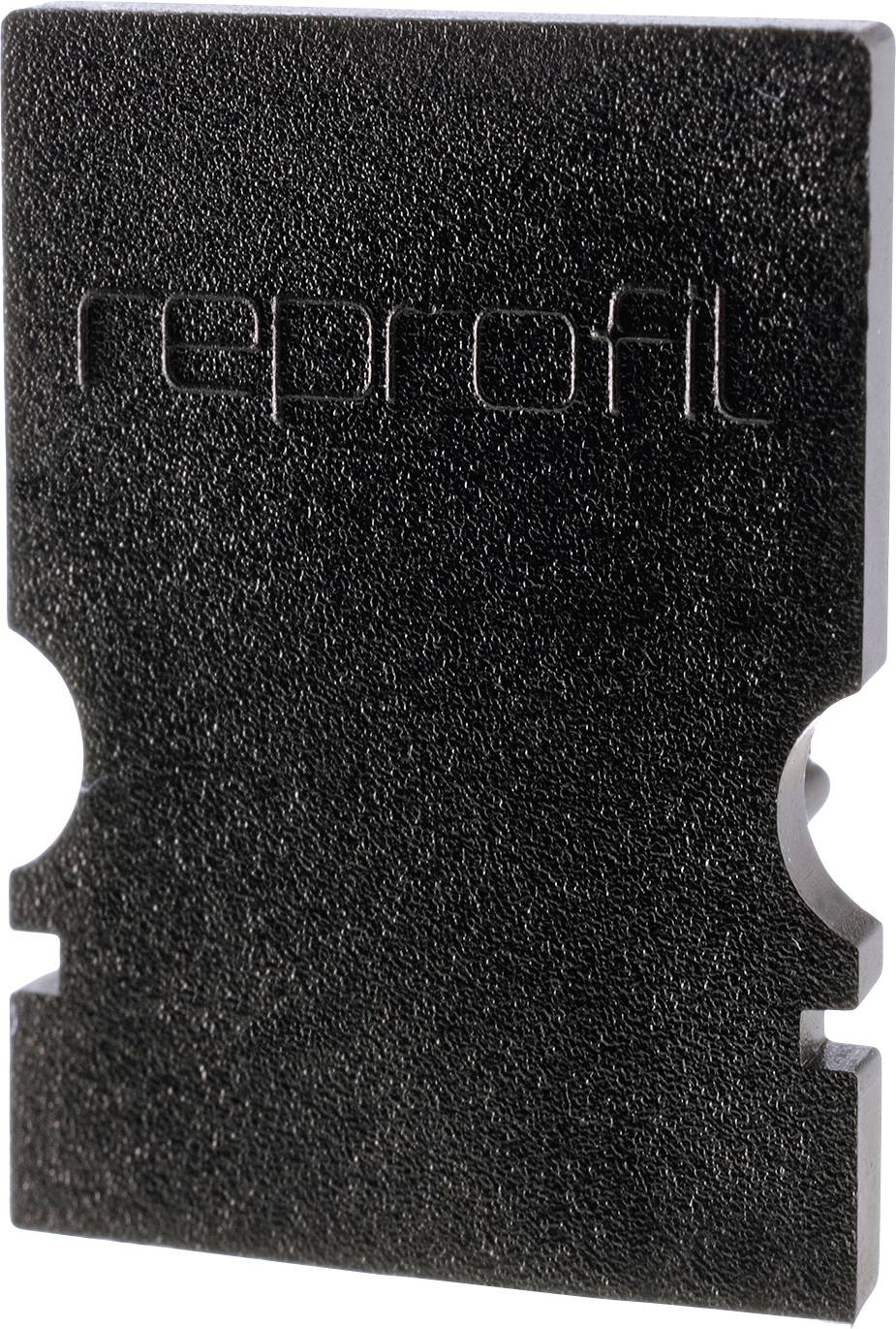 Eine schwarze Kunststoffkarte mit dem eingeprägten Text 'reprofil'.