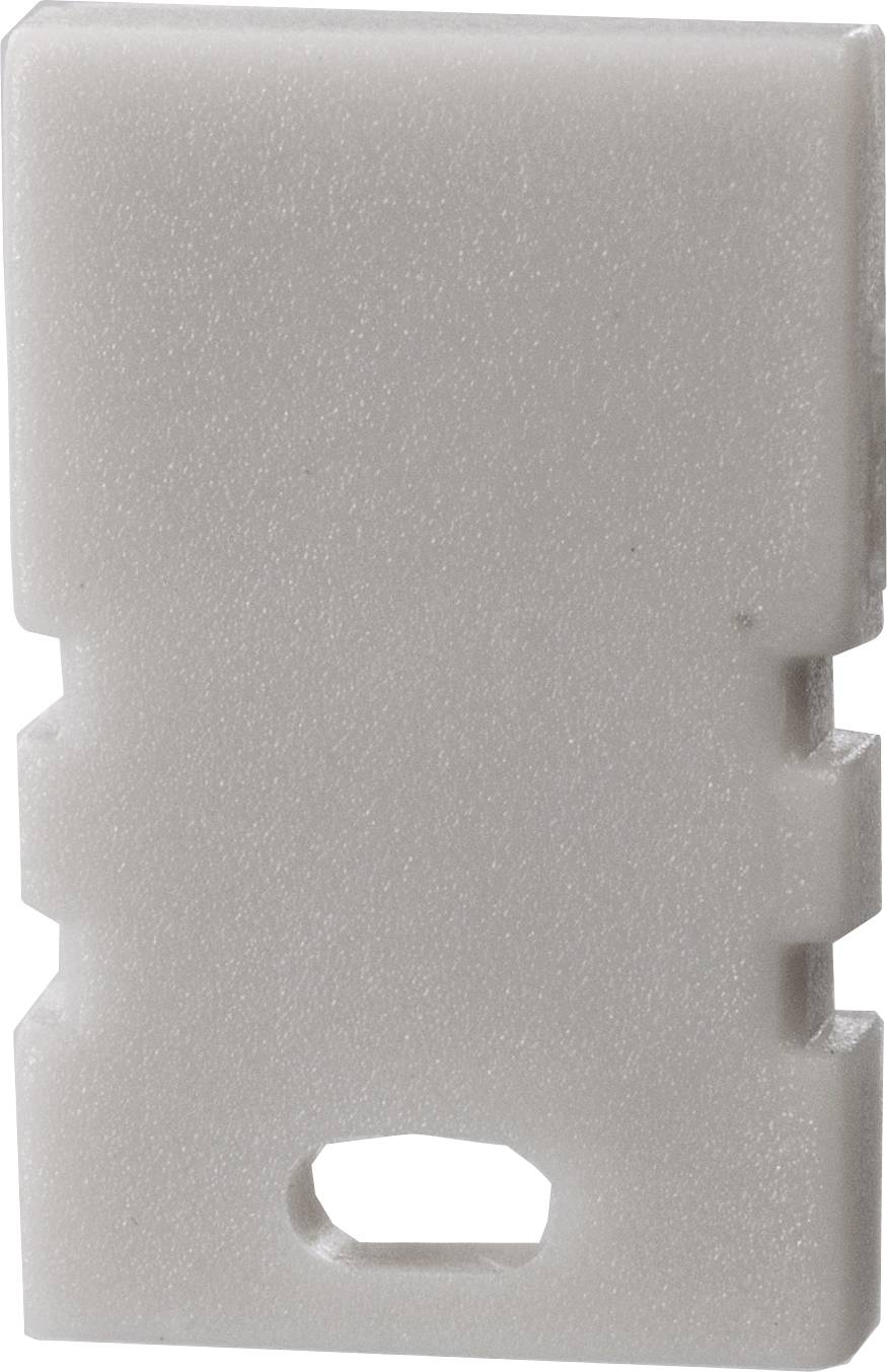 Ein rechteckiger, grauer Kunststoffblock mit Einkerbungen an den Seiten und einer Öffnung unten in der Mitte, vermutlich zur Montage.