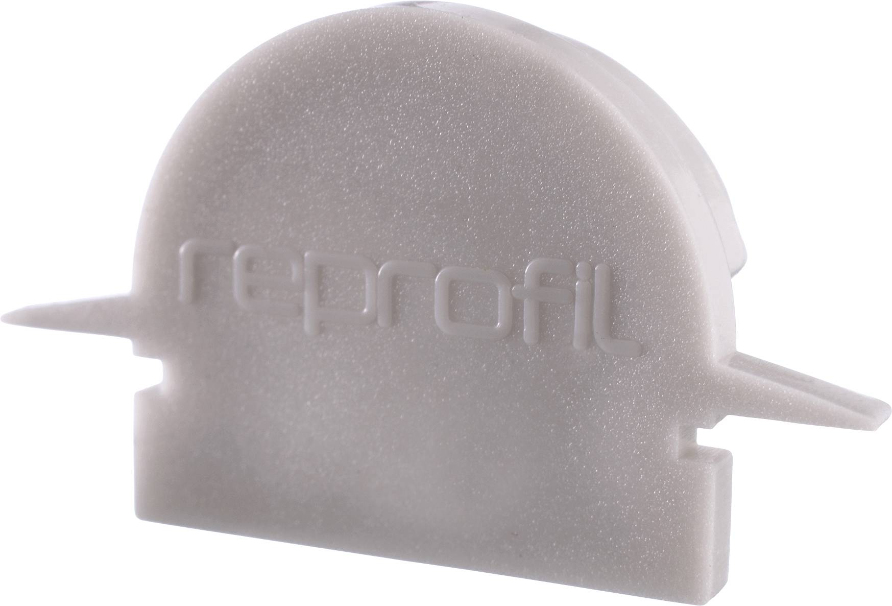 Ein hellgraues Kunststoffteil mit der Aufschrift 'reprofil', vermutlich ein Bauteil für technische Anwendungen oder Modifikation.