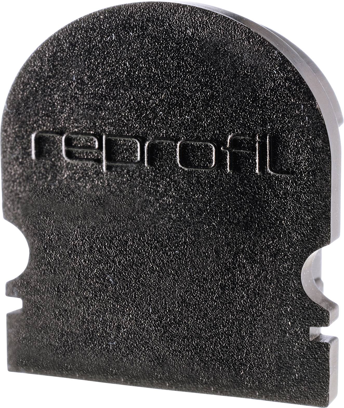 Metallteil mit halbkreisförmigem Kopf, darauf geprägt das Wort 'reprofil'. Verwendet als Werkzeug- oder Maschinenteil.