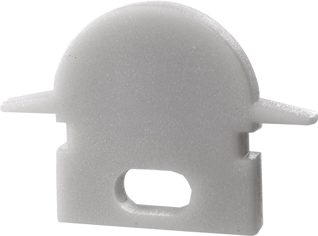 Ein kleines, halbkreisförmiges Kunststoffteil mit zwei seitlichen Flügeln und einer rechteckigen Öffnung unten in der Mitte.