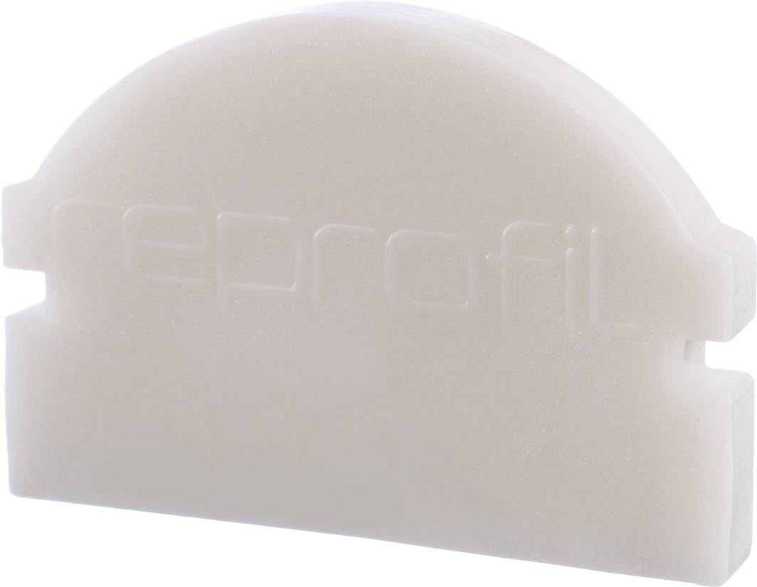 Ein weißes, halbrundes Werkzeug mit der Aufschrift 'reprofil', verwendet zur Bearbeitung und Anpassung von Materialien.