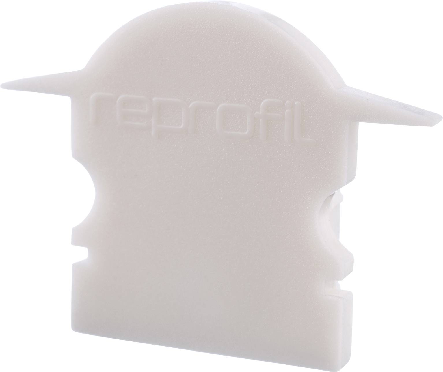 Ein ockerfarbenes Kunststoffteil mit dem eingeprägten Schriftzug 'reprofil'. Die Form hat zwei seitliche Ausbuchtungen und eine gewölbte Oberseite.