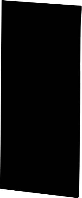 Ein schwarzes Rechteck mit leicht geneigten Kanten auf weißem Hintergrund.