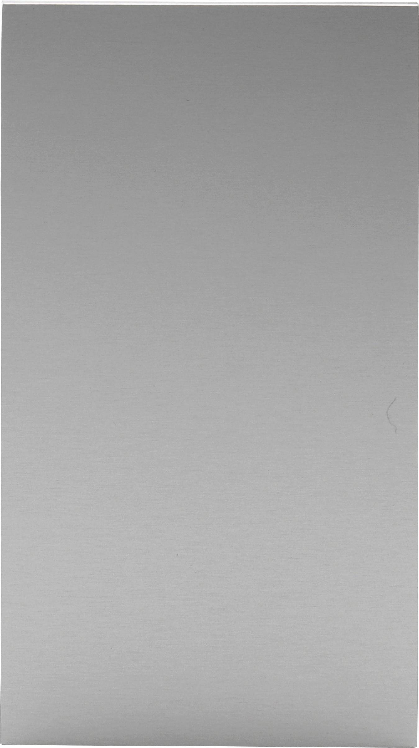 Silberne, glänzende rechteckige Metalloberfläche ohne Muster oder Textur.