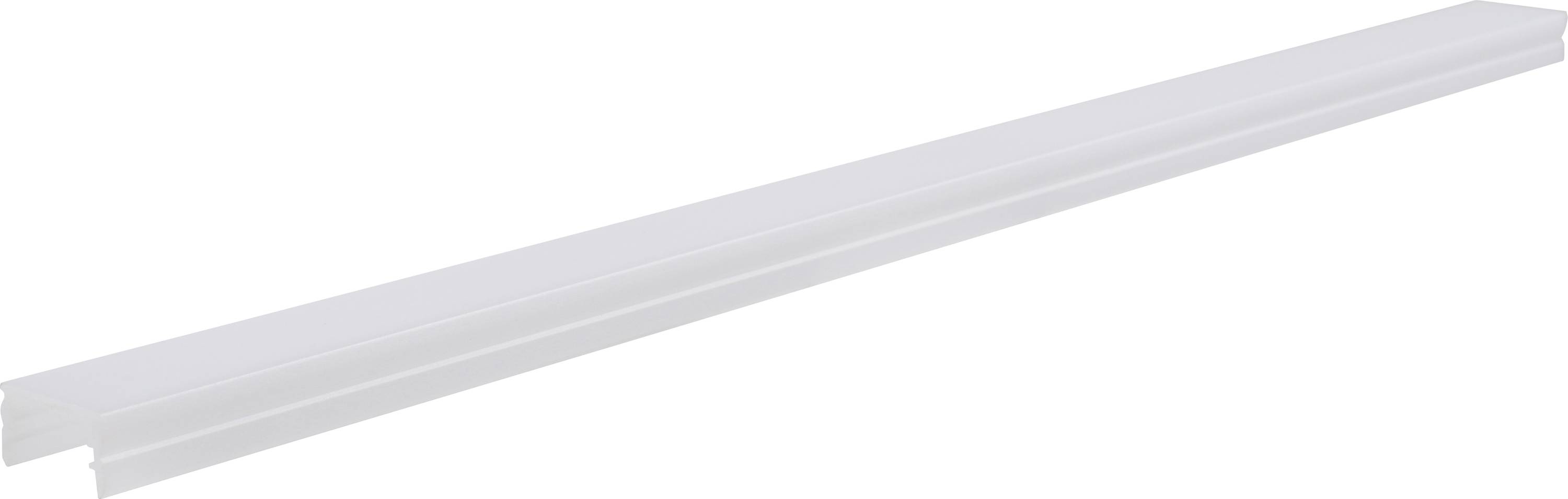 Ein einfacher, langer, weißer Kunststoffstreifen, horizontal dargestellt, möglicherweise als Konstruktionsmaterial oder Leiste gedacht.