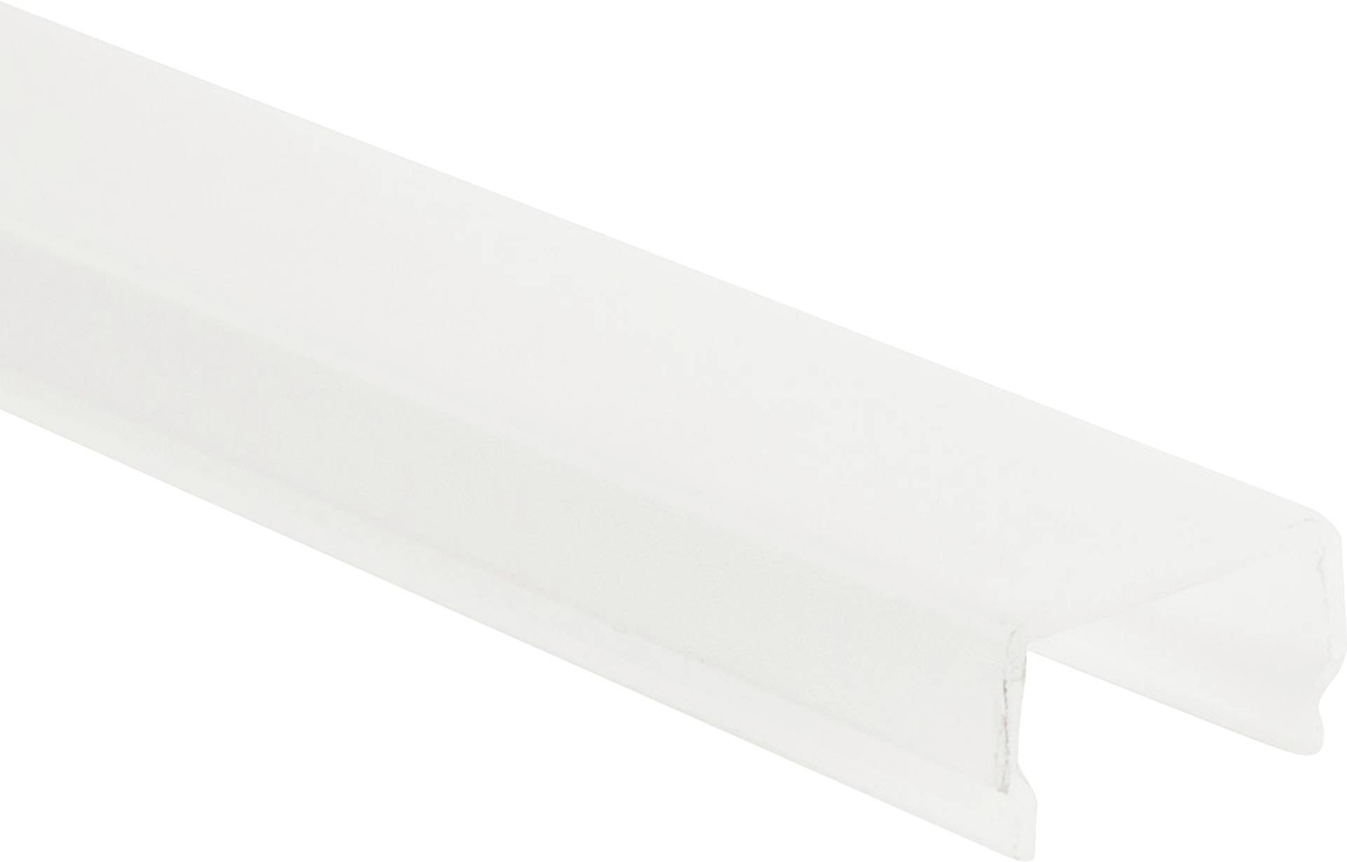 Ein weißer Kabelkanal aus Kunststoff, rechteckig und offen an einer Seite, dient zur ordentlichen Verlegung und Schutz von Kabeln.