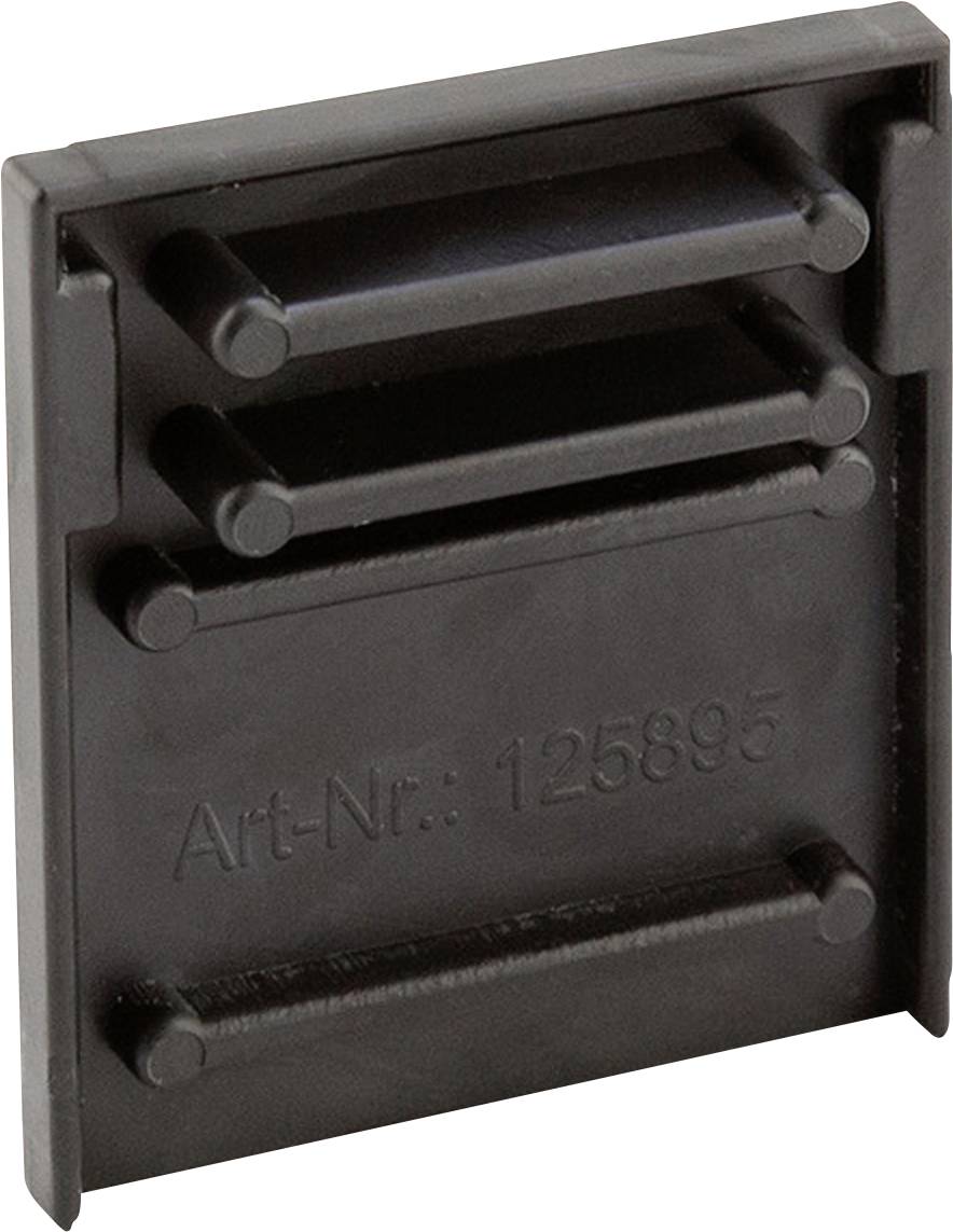 Ein schwarzer Kunststoffblock mit der Aufschrift 'Art-Nr: 125895' geprägt. Das Design zeigt mehrere vertikale und horizontale Erhebungen.