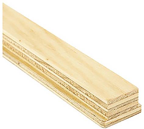 Ein unregelmäßig geformtes Stück Sperrholz mit mehreren Schichten in heller Holzfarbe, schräg von oben fotografiert.