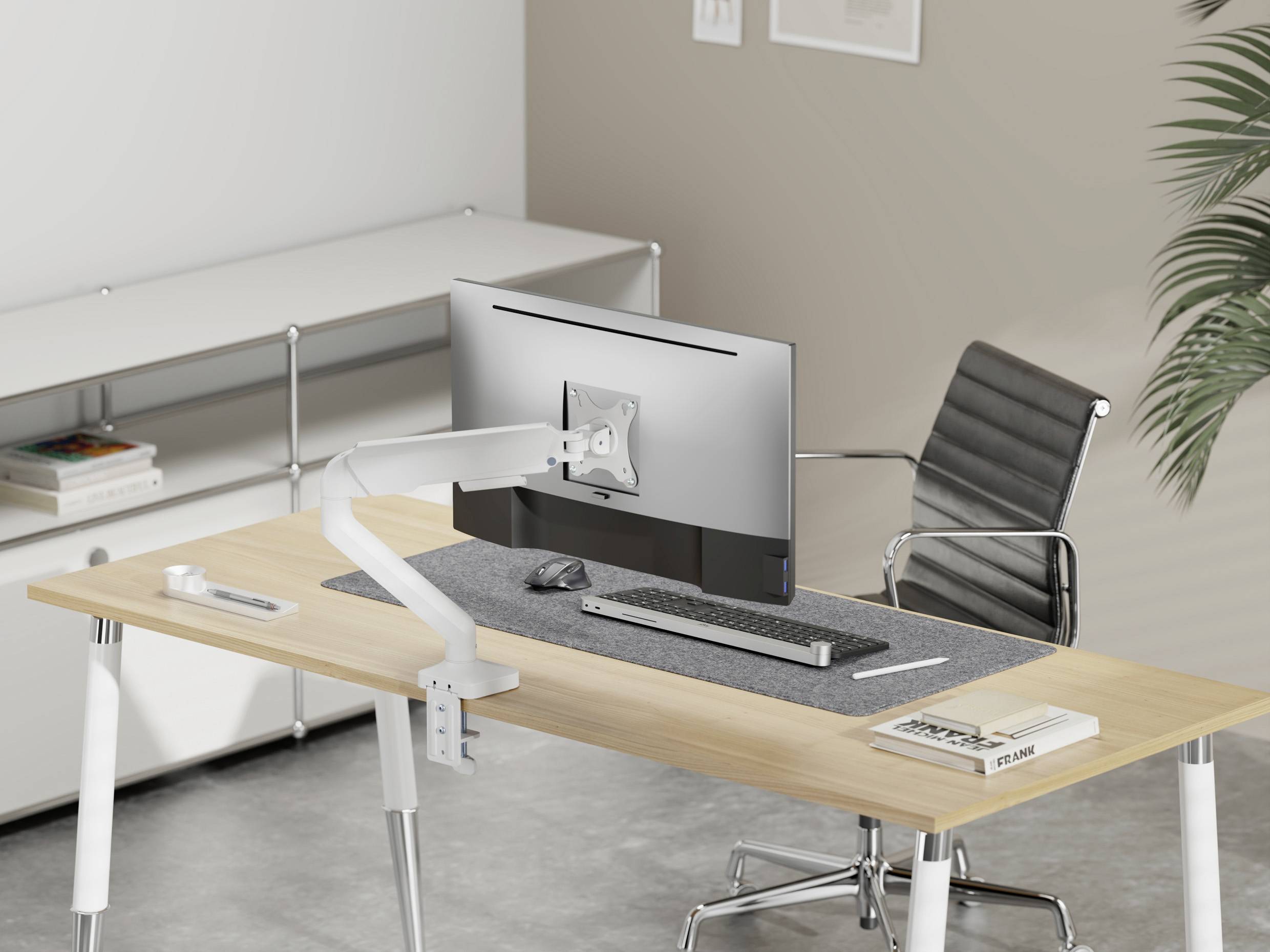 SpeaKa Professional SP-MM-1030 1fach Monitor-Tischhalterung 43,2cm (17") - 101,6cm (40") Weiß Höhenverstellbar, Neigbar+Schwenkbar