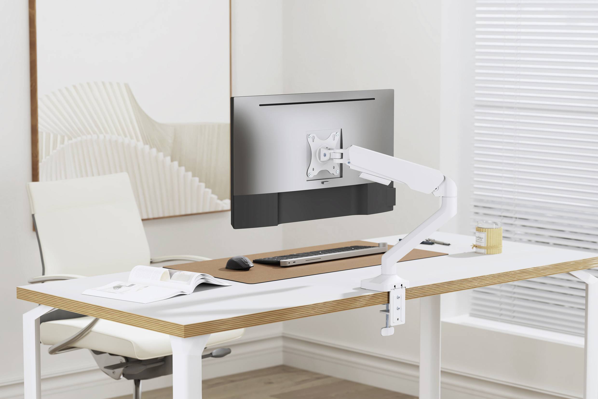 SpeaKa Professional SP-MM-1030 1fach Monitor-Tischhalterung 43,2cm (17") - 101,6cm (40") Weiß Höhenverstellbar, Neigbar+Schwenkbar