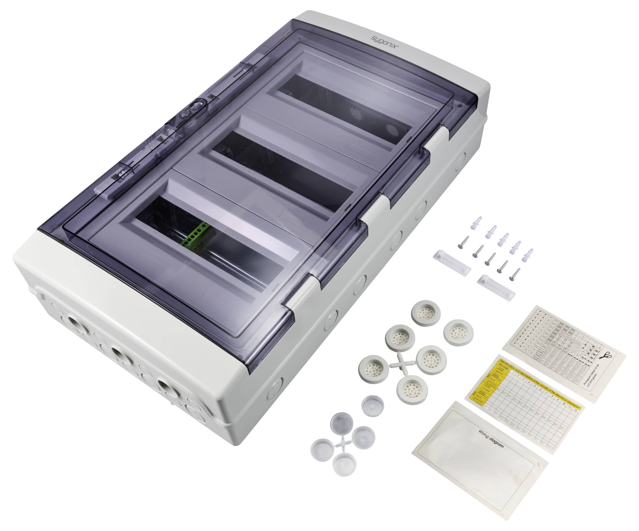 Sygonix SY-6696062 Kleinverteiler Aufputz Anzahl Teilungen = 36 Anzahl Reihen = 3 Inhalt 1St.