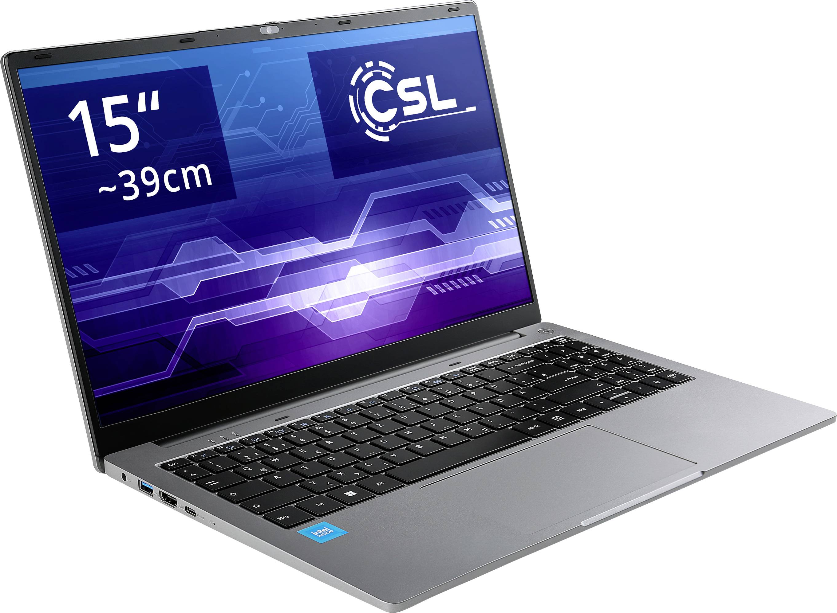 CSL Computer Notebook R'Evolve C15 v4 39.6cm (15.6 Zoll) Full HD Intel® N N100 32GB RAM 1TB SSD Deutsch, QWERTZ Grau 92356