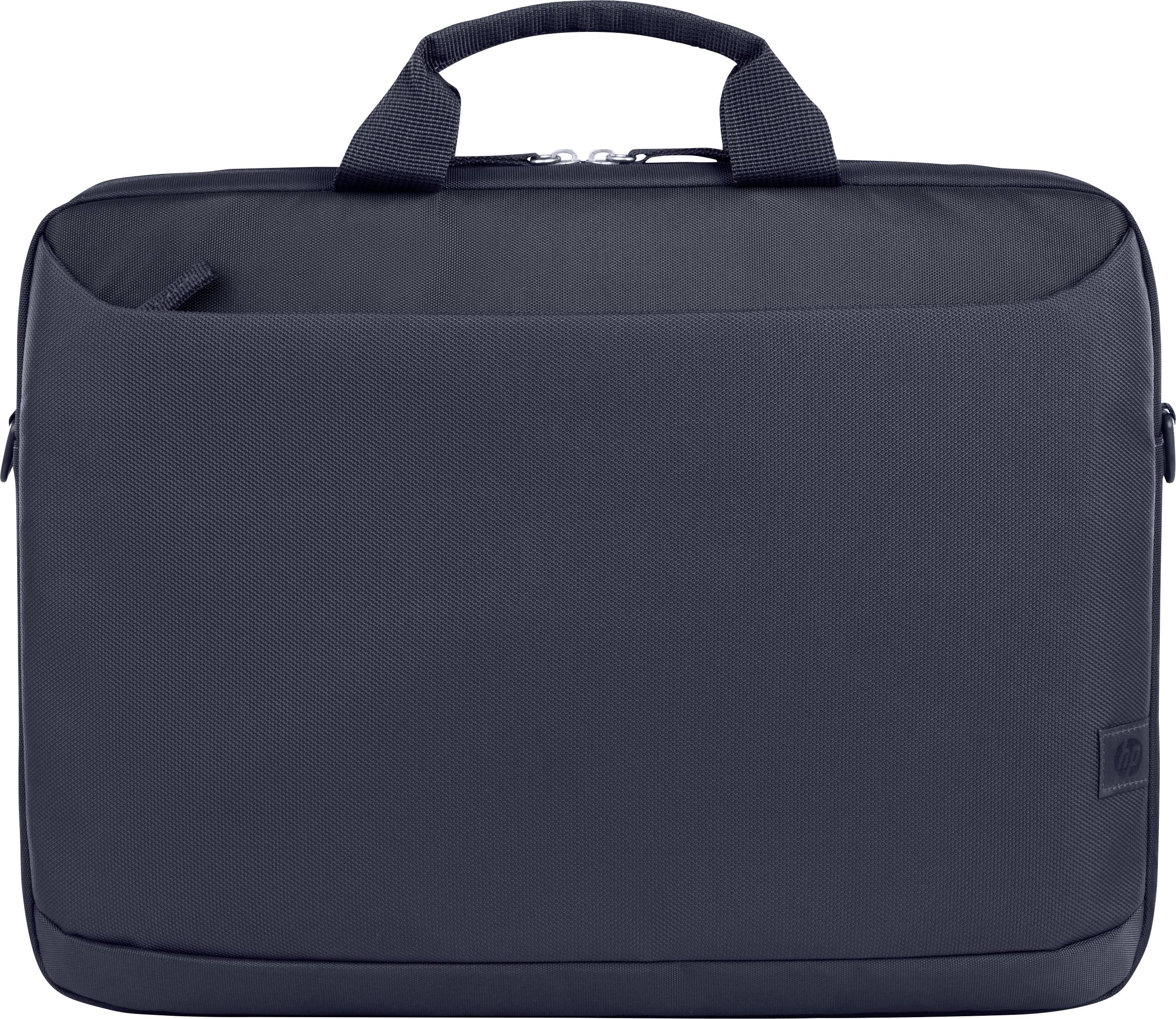 Schwarze Laptoptasche mit zwei Tragegriffen und Reißverschluss, schlichtes Design.