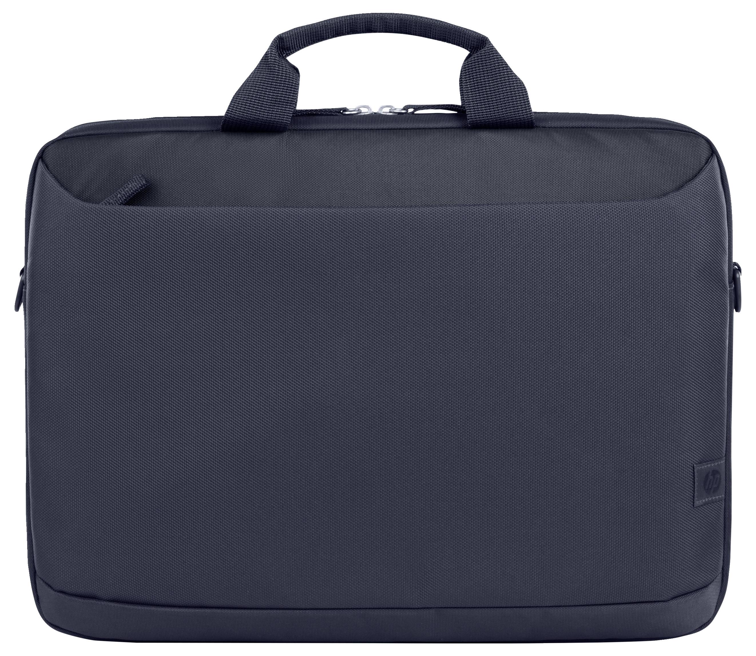 Schwarze Laptop-Tasche mit zwei kurzen Griffen und Reißverschluss oben, schlichtes Design.