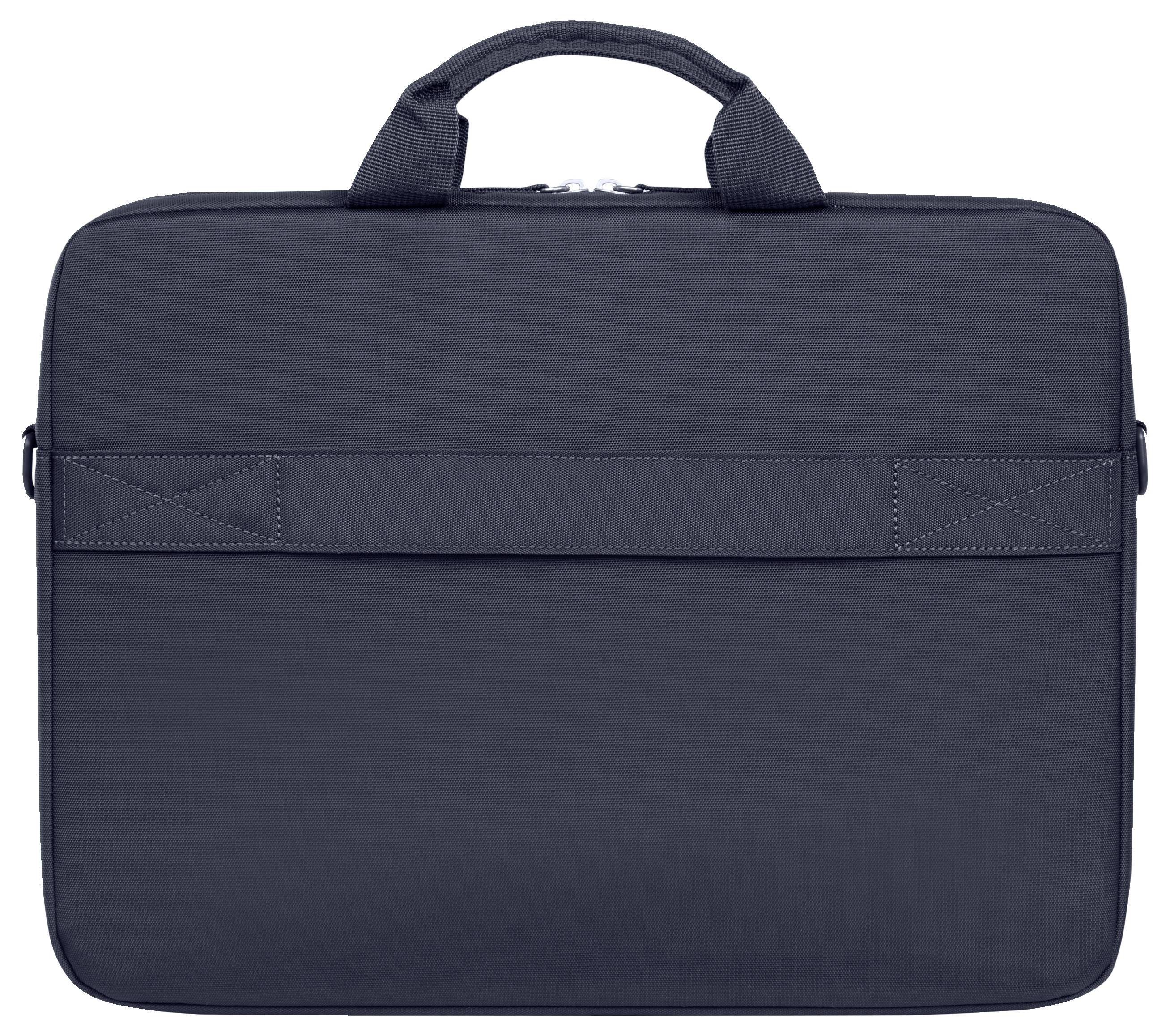 Schwarze Laptop-Tasche mit zwei Tragegriffen und Reißverschluss, geeignet für den sicheren Transport eines Laptops.