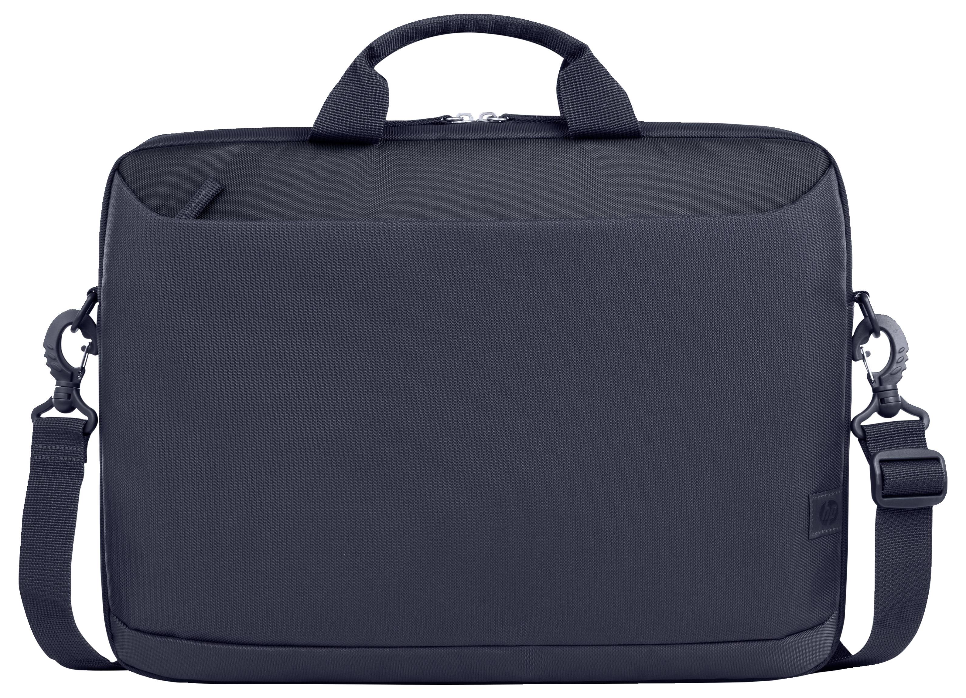 Eine schwarze Laptop-Tasche mit Tragegriff und abnehmbarem Schultergurt, geeignet für den sicheren Transport von Laptops und Zubehör.