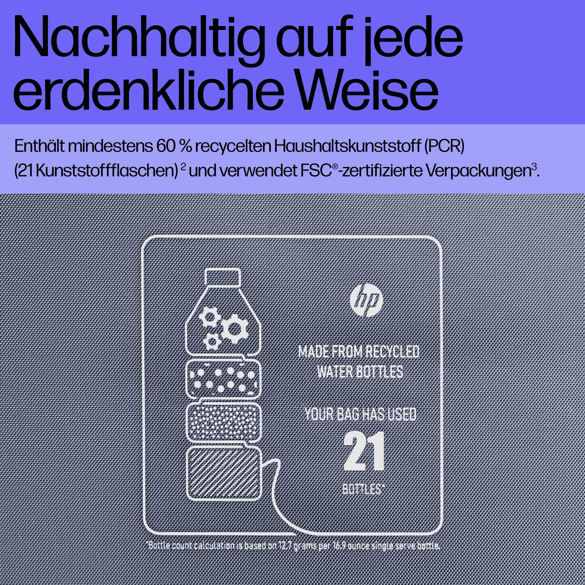 Nachhaltig auf jede erdenkliche Weise. Enthält mindestens 60 % recycelten Haushaltskunststoff (PCR) und FSC-zertifizierte Verpackungen.
