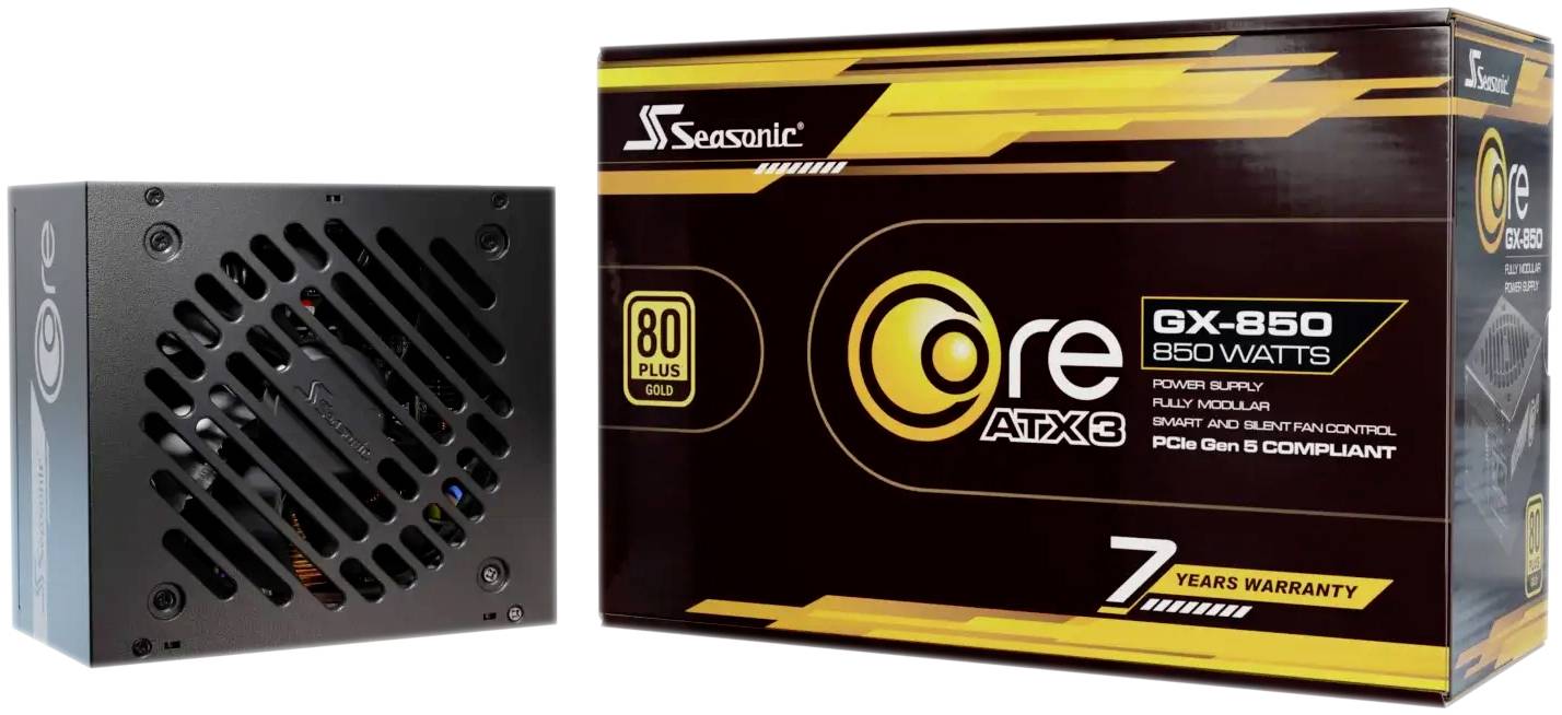 Seasonic Core GX-850 Netzteil in Schwarz, 850 Watt, 80 Plus Gold Zertifizierung, 7 Jahre Garantie, ATX 3.0 Standard, PCIe Gen 5.
