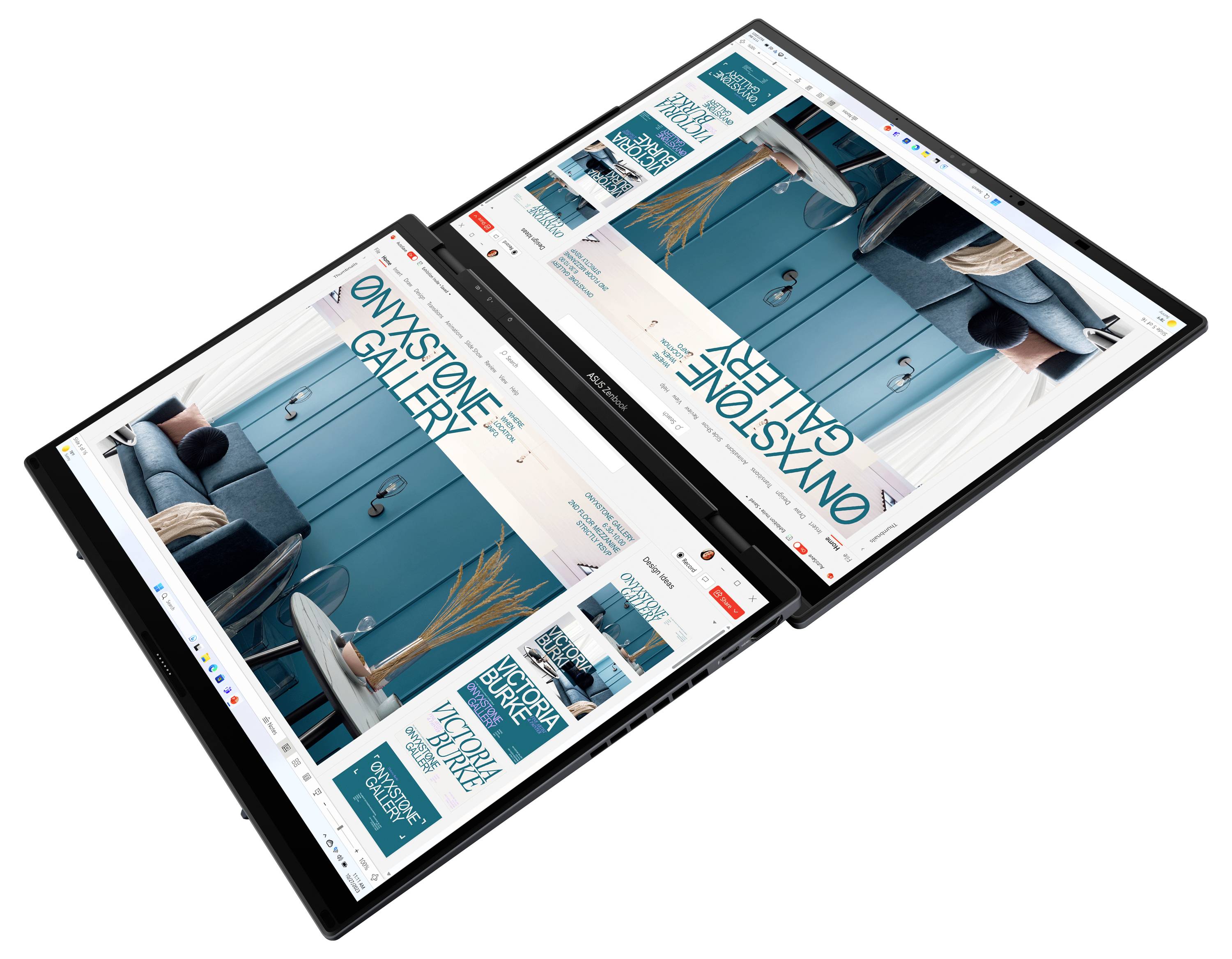 Asus Notebook ZenBook Duo 35.6cm (14 Zoll) WUXGA Intel® Core™ Ultra 9 (Series 2) 285H 32GB RAM 1TB SSD Deutsch, QWERTZ Grau 90NB