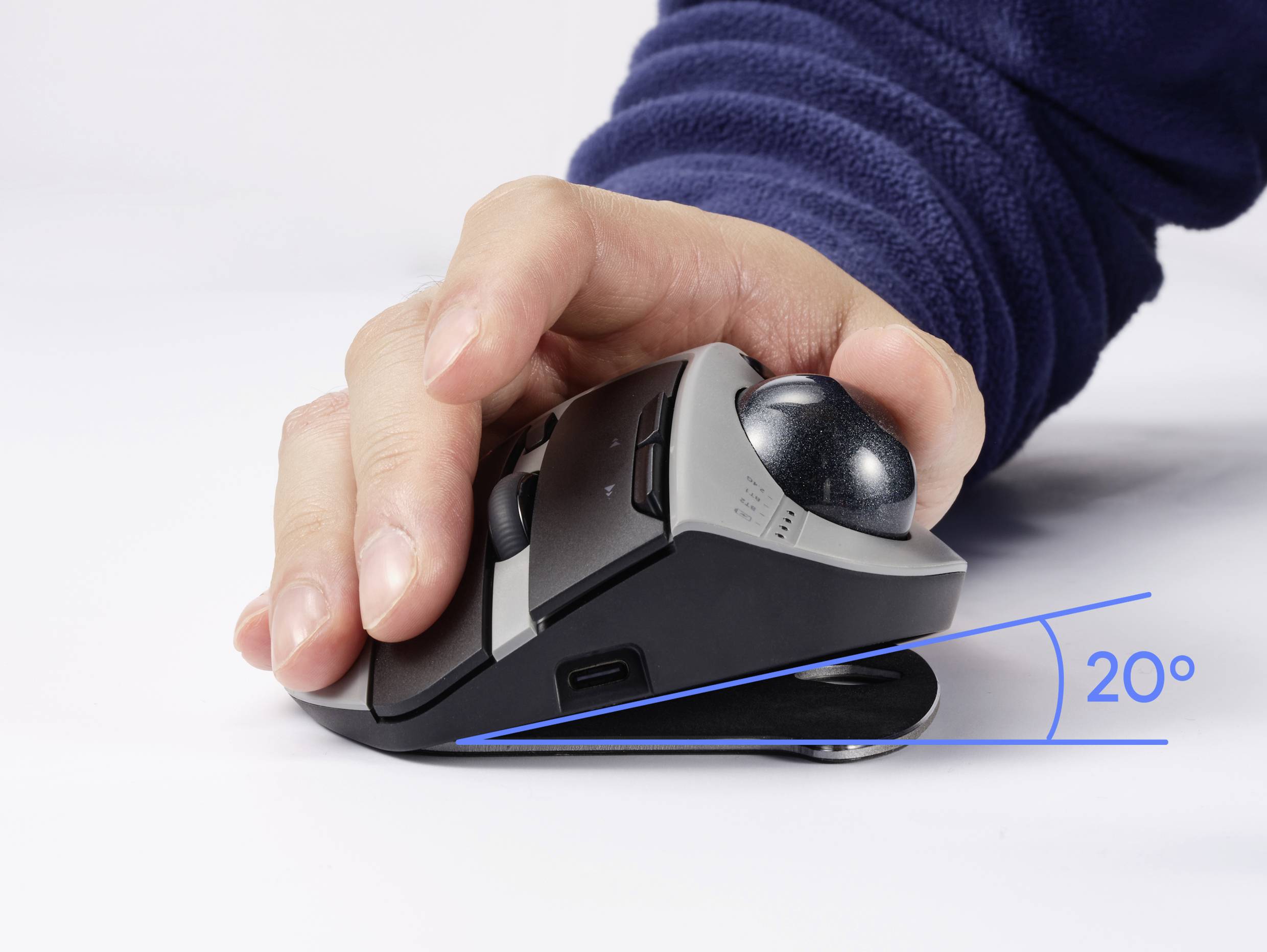 Renkforce RF-WLEM-500 Trackball Kabellos, Funk, Bluetooth® Optisch Grau, Schwarz 7 Tasten 400 dpi, 800 dpi, 1600 dpi, 2400 dpi