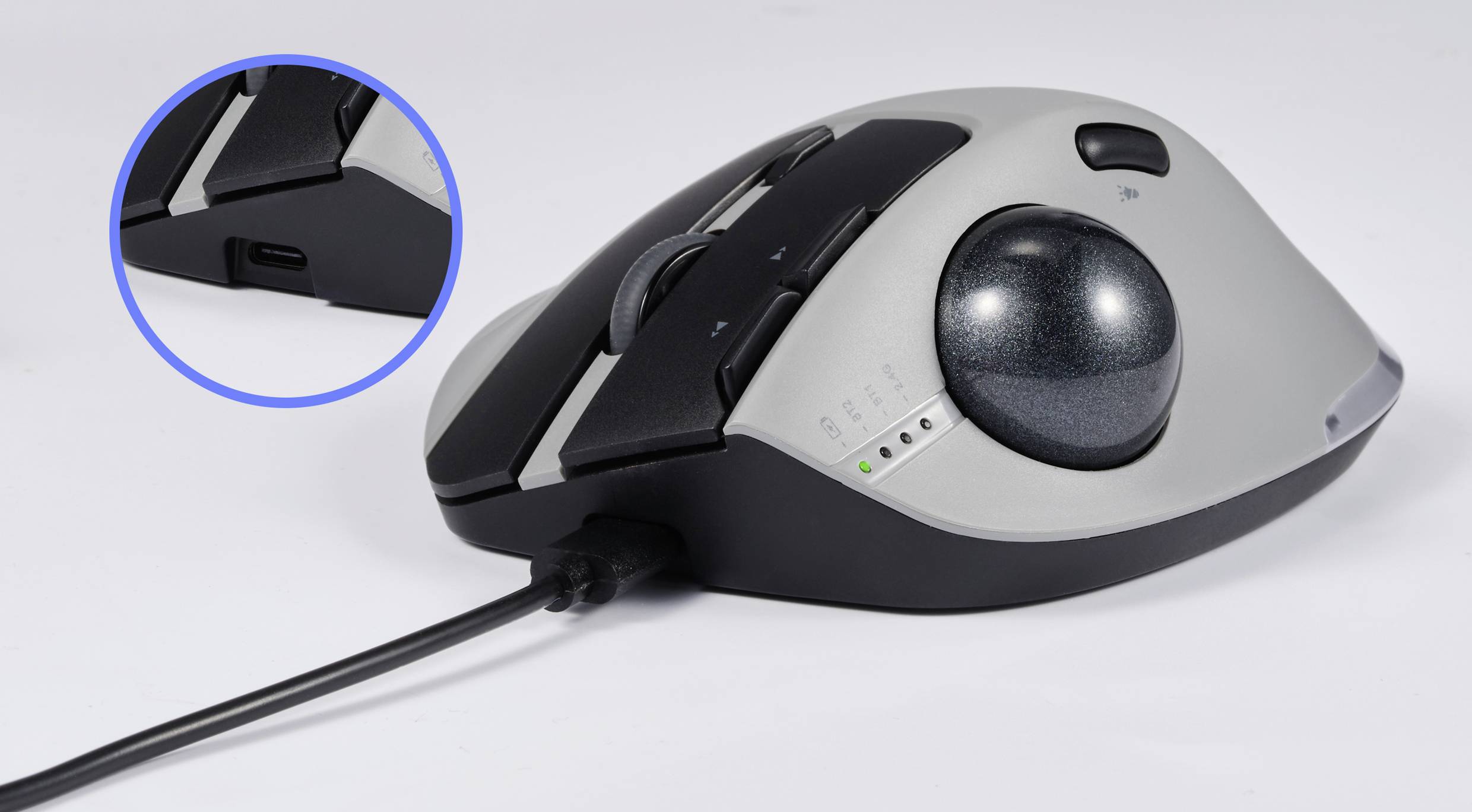 Renkforce RF-WLEM-500 Trackball Kabellos, Funk, Bluetooth® Optisch Grau, Schwarz 7 Tasten 400 dpi, 800 dpi, 1600 dpi, 2400 dpi