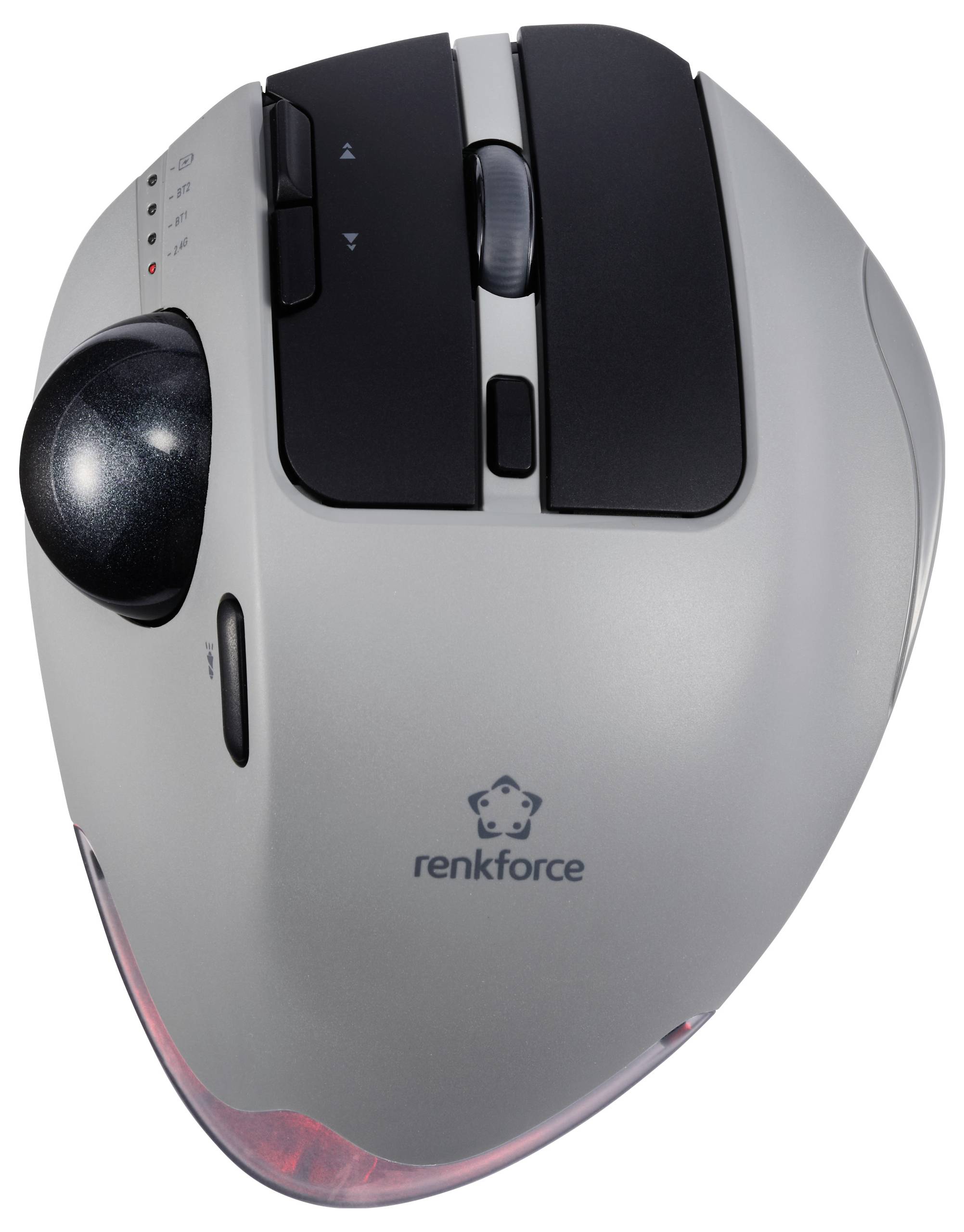 Renkforce RF-WLEM-500 Trackball Kabellos, Funk, Bluetooth® Optisch Grau, Schwarz 7 Tasten 400 dpi, 800 dpi, 1600 dpi, 2400 dpi