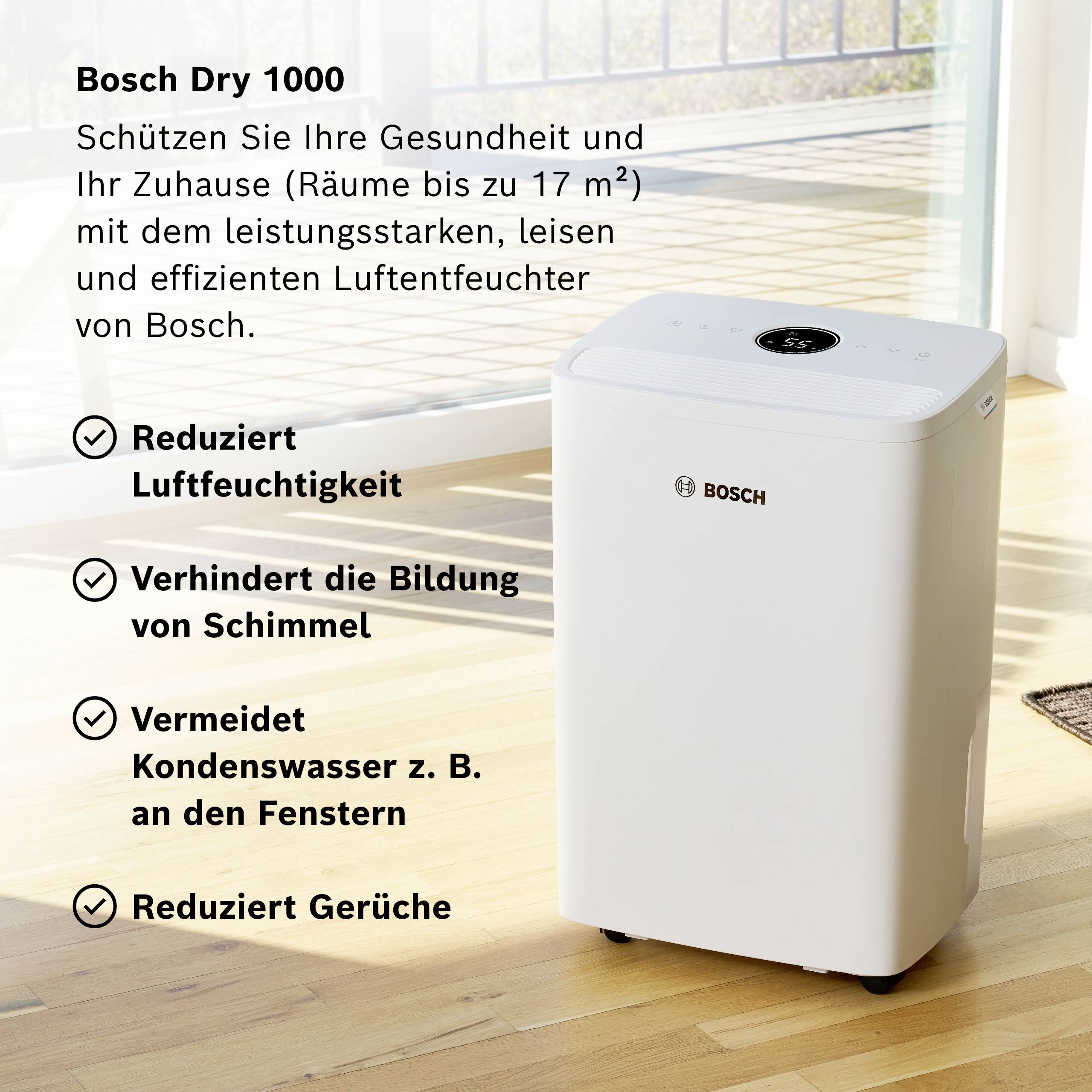 Bosch Home Comfort Dry 1000 Luftentfeuchter 40 m³ Weiß