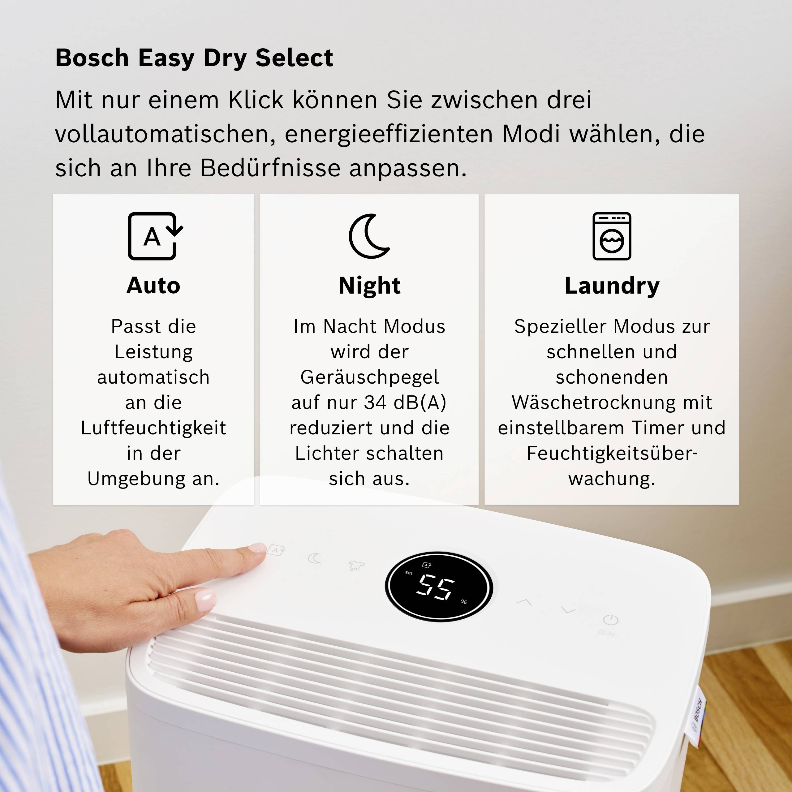 Bosch Home Comfort Dry 1000 Luftentfeuchter 40 m³ Weiß