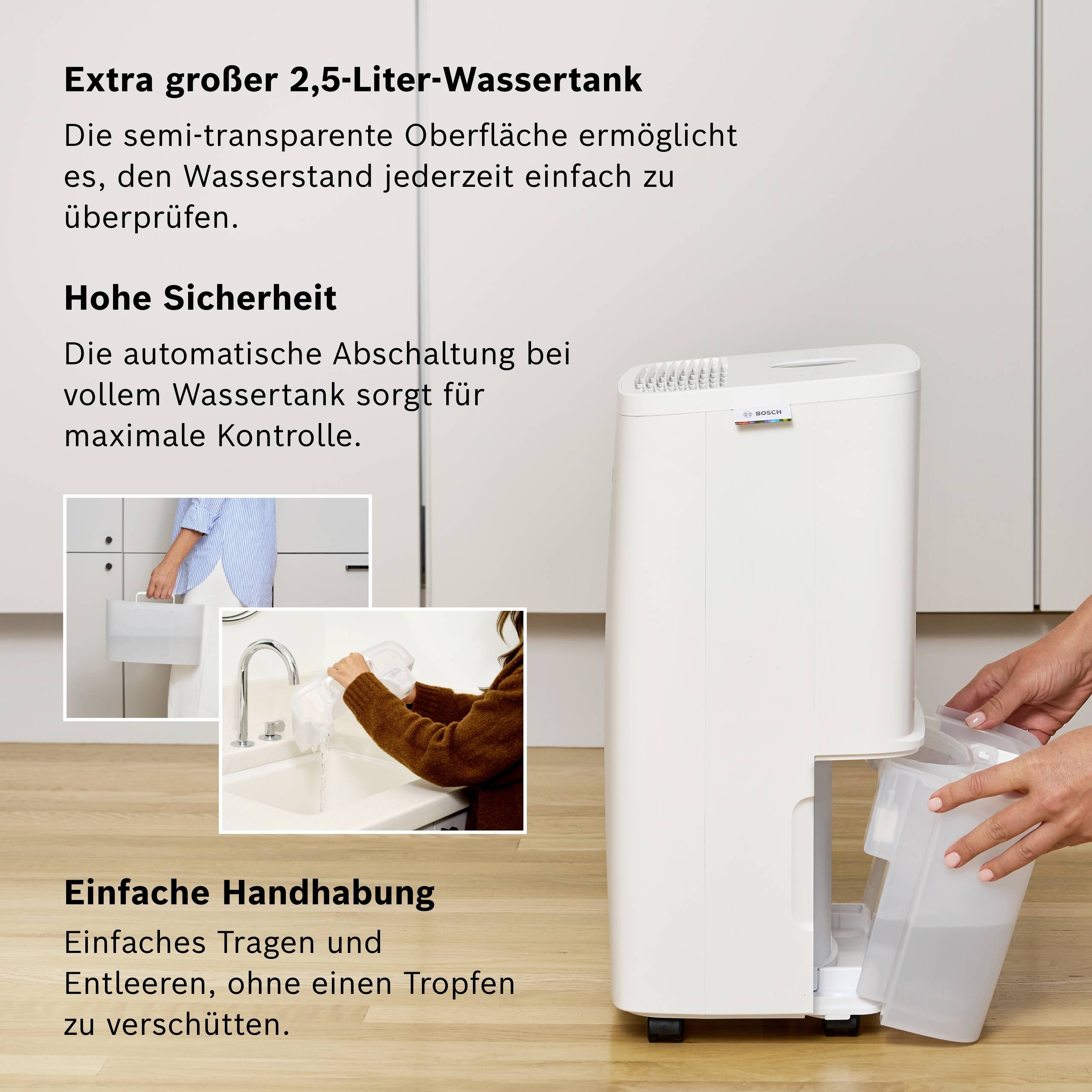 Bosch Home Comfort Dry 1000 Luftentfeuchter 40m³ Weiß