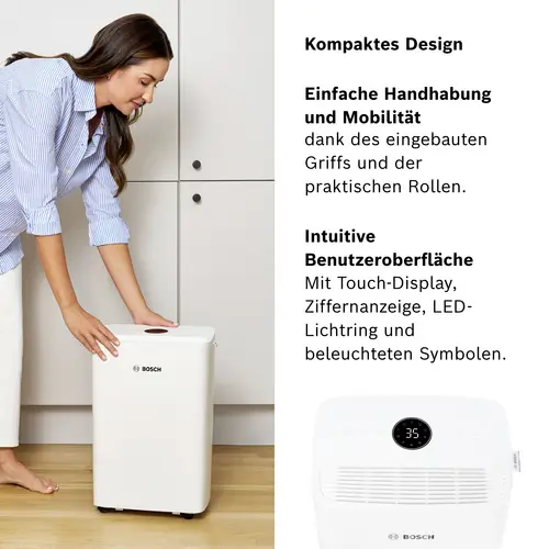 Bosch Home Comfort Dry 1000 Luftentfeuchter 40m³ Weiß Bosch Home Comfort Dry 1000 Luftentfeuchter 40m³ Weiß