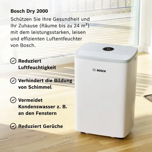 Bosch Home Comfort Dry 2000 Luftentfeuchter 55 m³ Weiß Bosch Home Comfort Dry 2000 Luftentfeuchter 55 m³ Weiß