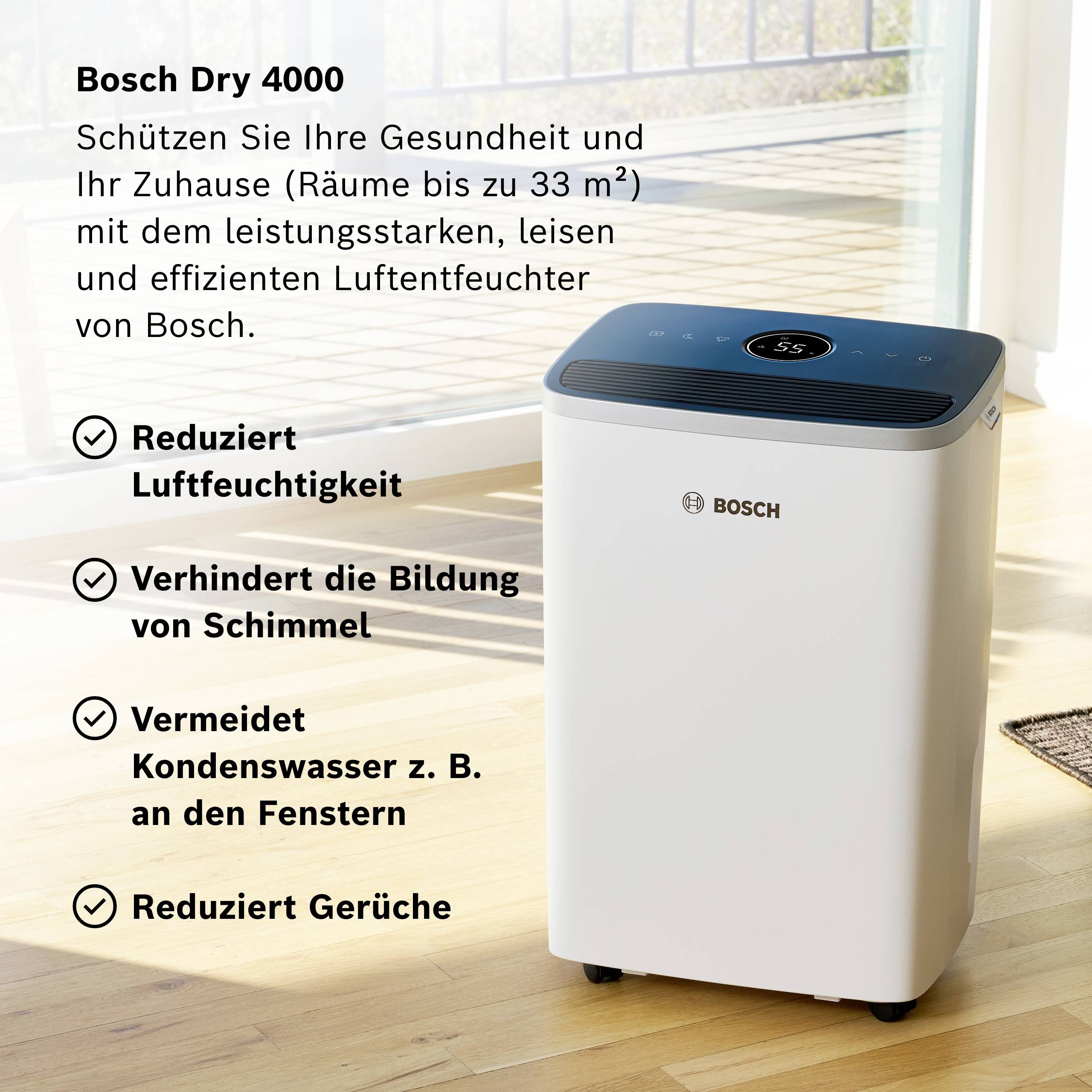 Bosch Home Comfort Dry 4000 Luftentfeuchter 75 m³ Weiß