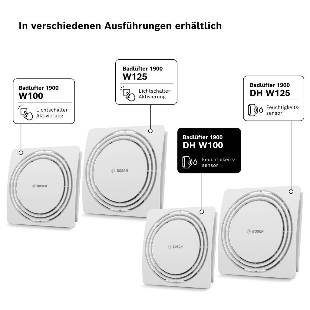 Bosch Home Comfort FAN 1900 W100 DH Wand- und Deckenlüfter 230V 75.4 m³/h 100mm