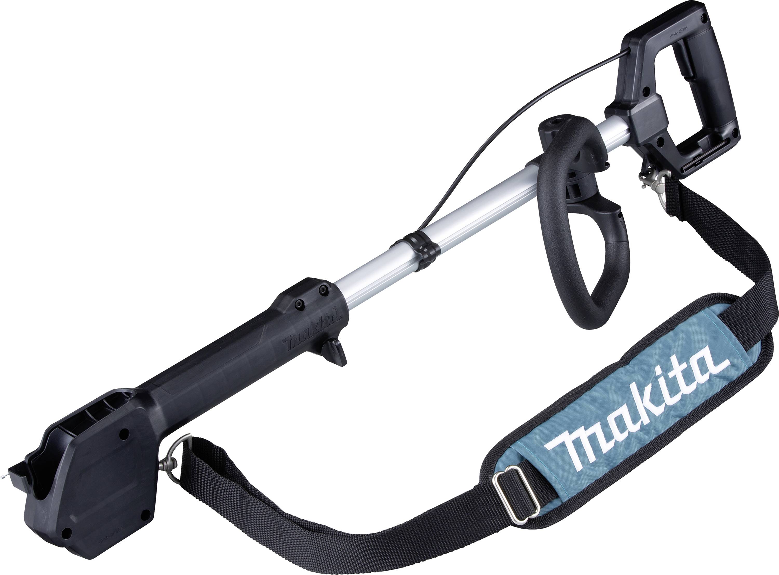 Tragriemen und Griff einer elektrischen Heckenschere von Makita.