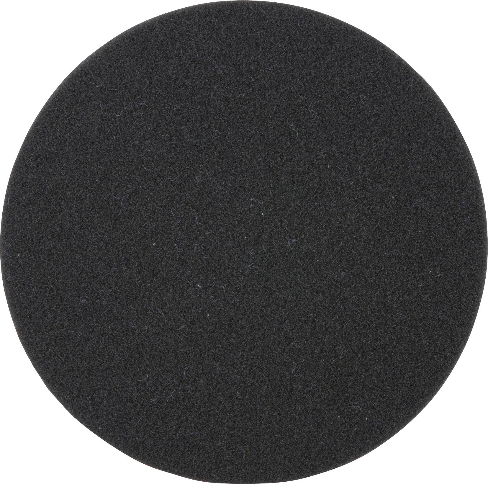 Schwarze runde Scheibe mit glatter, matter Oberfläche.