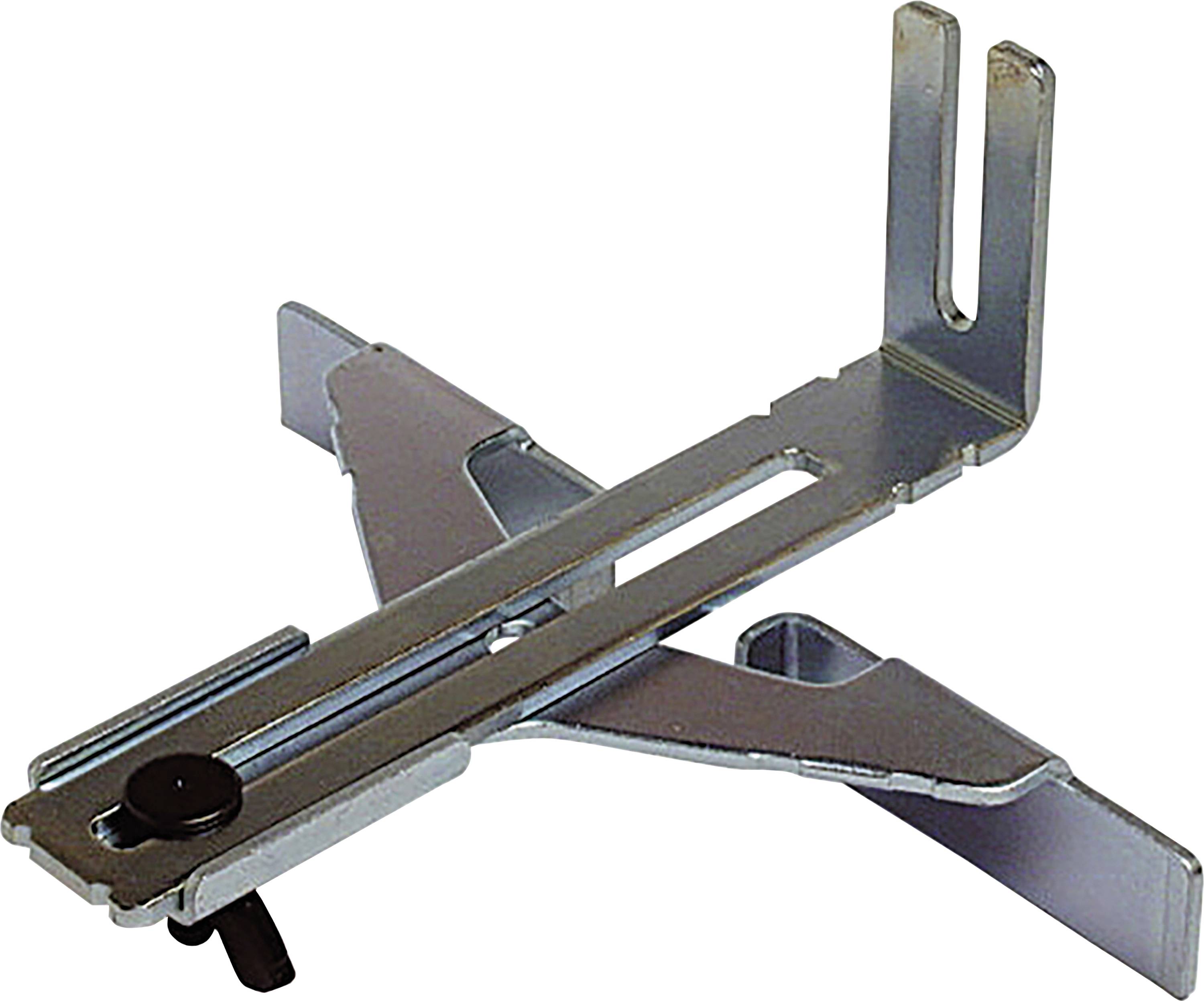 Metallische Halterung mit verstellbarer Klemme, geeignet zur Befestigung an einer Oberfläche oder zur Unterstützung von Gegenständen.