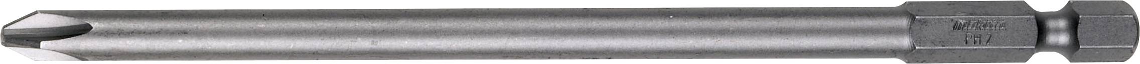 Ein grauer Metallbohrer mit einem sechseckigen Schaft und einer spiralförmigen Spitze, in horizontaler Ausrichtung.