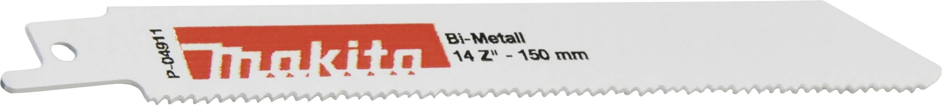 Sägeblatt mit rotem Logo und Text 'Makita', Länge 152 mm, geeignet für Metallschnitte.
