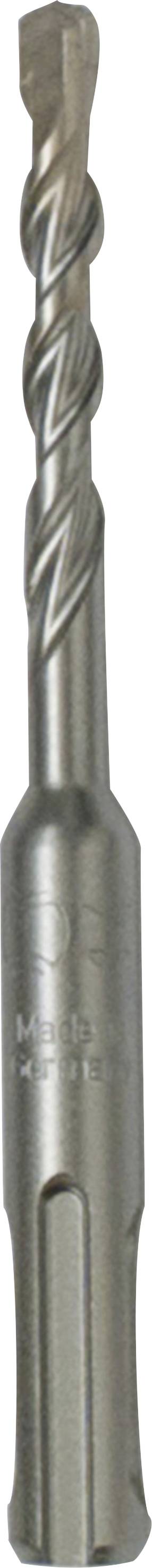 Ein silberner Metallbohrer mit spiralförmiger Spitze und sechskantigem Schaft, geeignet für präzises Bohren in harten Materialien.