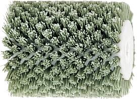 Eine zylindrische Bürste mit dichten, grünen Borsten, geeignet für effektives Reinigen oder Polieren von Oberflächen.