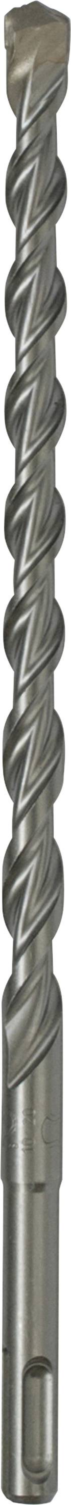 Ein silberner Bohrer mit spiralförmiger Klinge, geeignet zum Bohren in harte Materialien wie Beton oder Metalle.