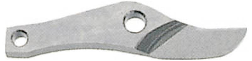 Kleine, gebogene Klinge aus Metall mit zwei Löchern, wahrscheinlich ein Ersatzteil für ein Werkzeug.