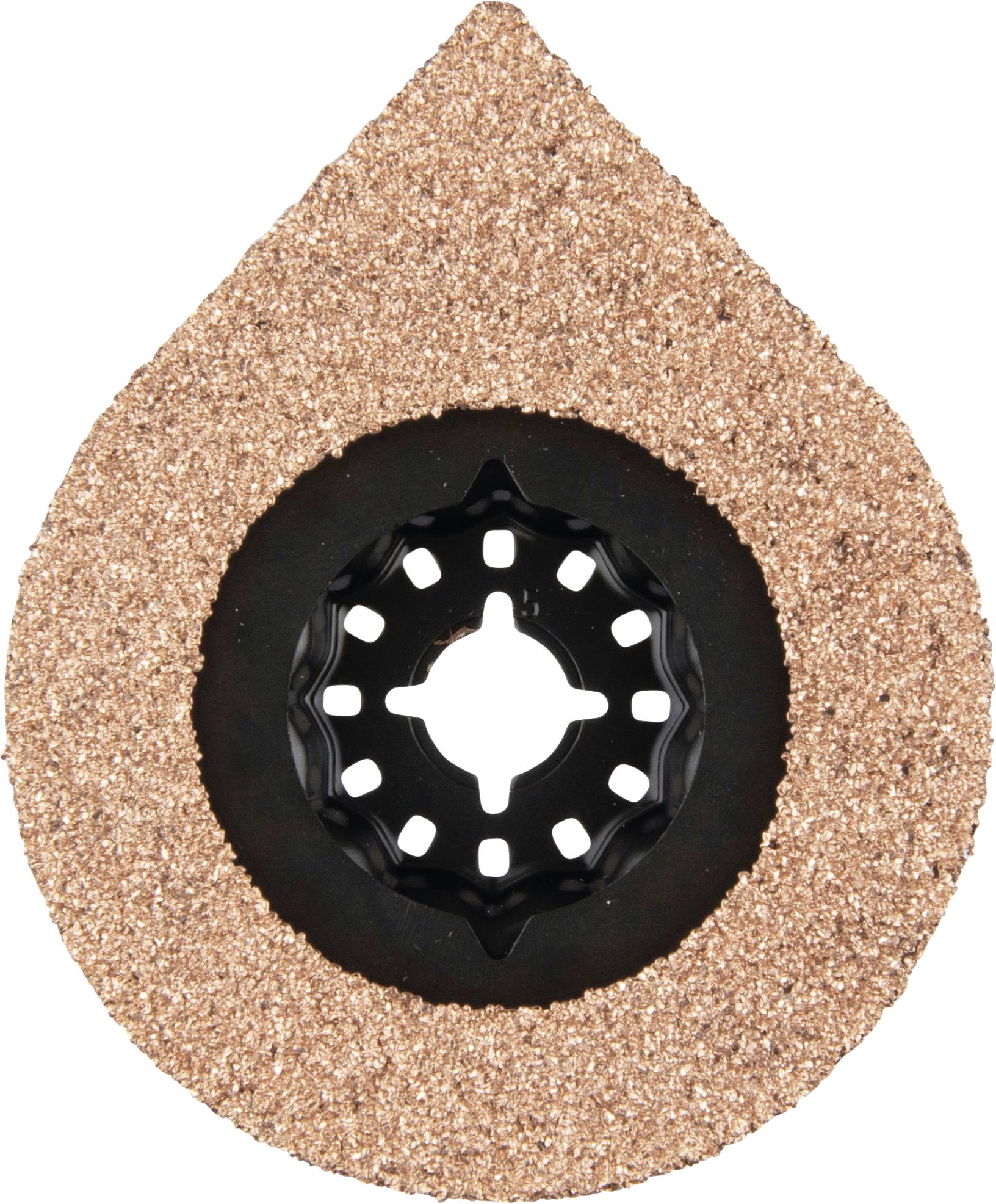 Ein kreisförmiges Schleifblatt mit grobkörniger Oberfläche, ideal für präzise Oberflächenbearbeitung und Eckenarbeiten.