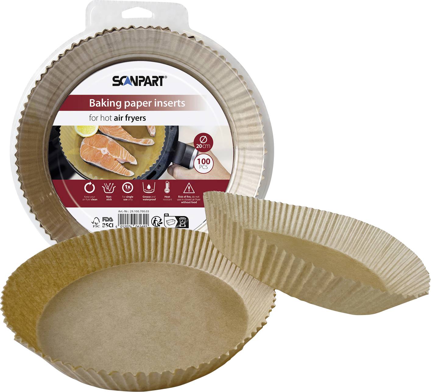 ScanPart 2910070003 Heißluftfritteusenpapier 20 cm rund, 100er