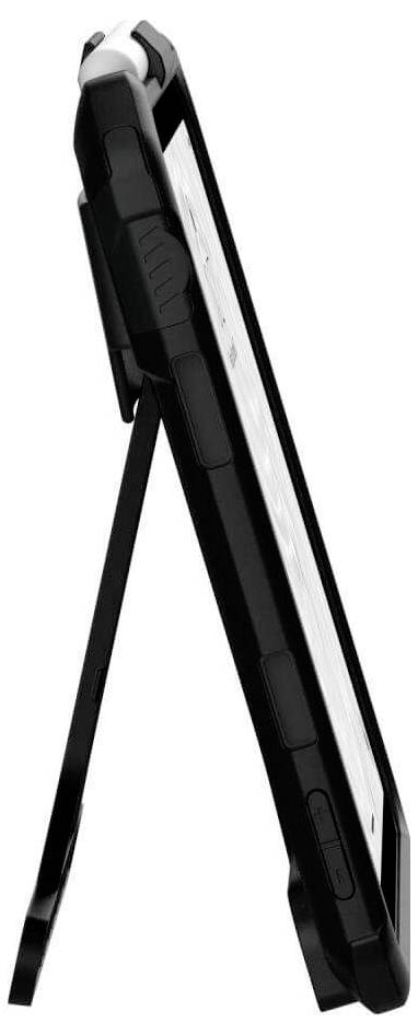 Tablet in einer schützenden Hülle mit Ständer seitlich aufgestellt. Der Bildschirm ist nicht sichtbar.